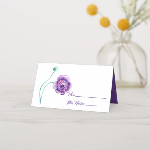 Purple Single Anemone Name Place Card