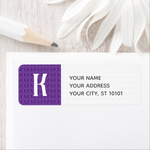 Purple Single Initial Knit Stitch Label