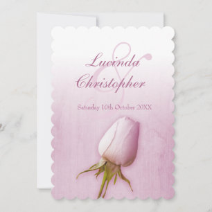 Purple single rose bud lilac wedding invitation
