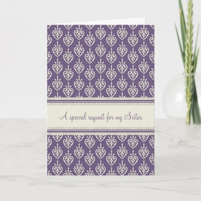 Purple Sister Matron of Honor Invitation Card (Front)