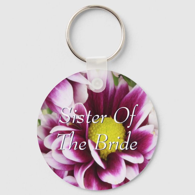 Purple Sister Of The Bride Bouquet Keychain (Front)