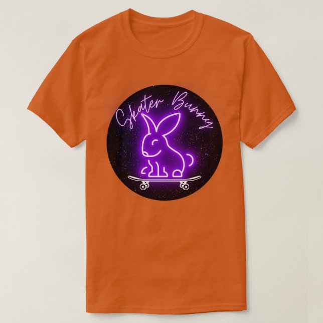 Purple Skater Bunny on Skateboard T-Shirt (Design Front)