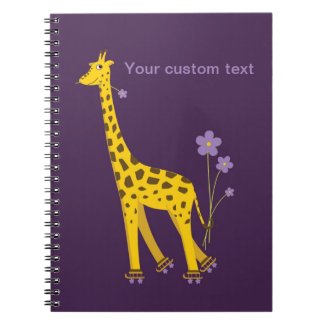 Purple Skating Funny Giraffe Personalized Spiral Notebook