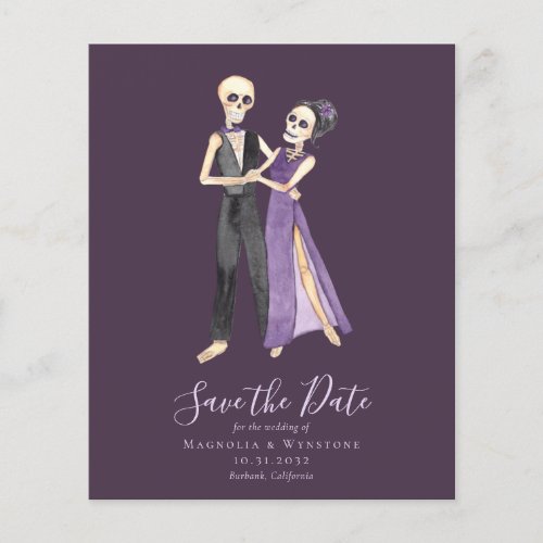 Purple Skeleton Couple Halloween Save the Date