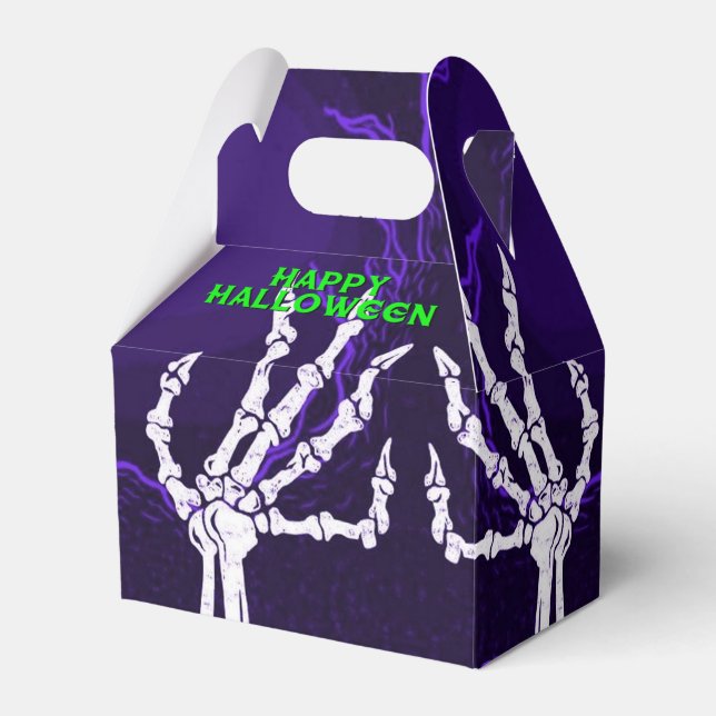 Purple Skeleton Hands Gable Favor Boxes (Front Side)