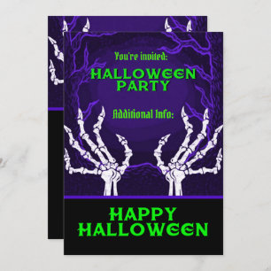 Purple Skeleton Hands Invitation