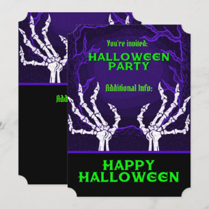Purple Skeleton Hands Invitation