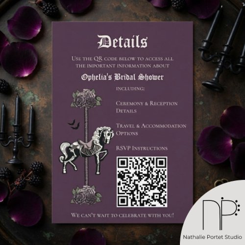 Purple Skeleton Horse QR Details Card