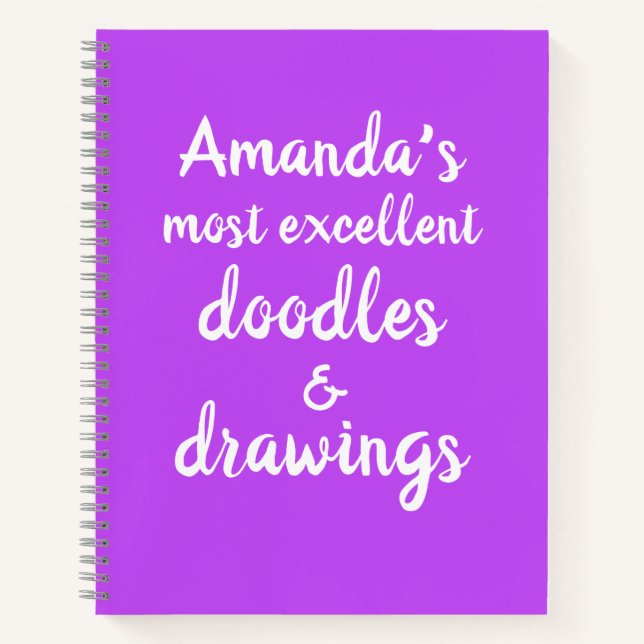 Purple Sketchbook Doodle and Drawings Personalized Notebook (Front)