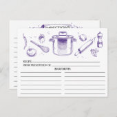 Purple Sketched Kitchen Tools Recipe Cards (Front/Back)