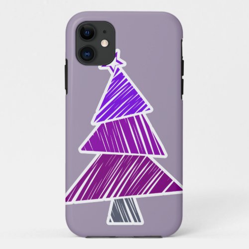 Purple Sketchy Christmas Tree iPhone 5 Case