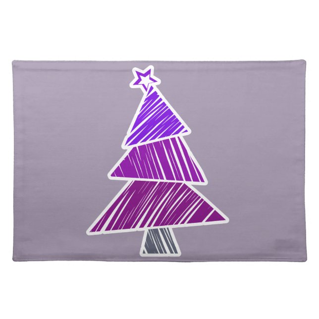 Purple Sketchy Christmas Tree placemat (Front)