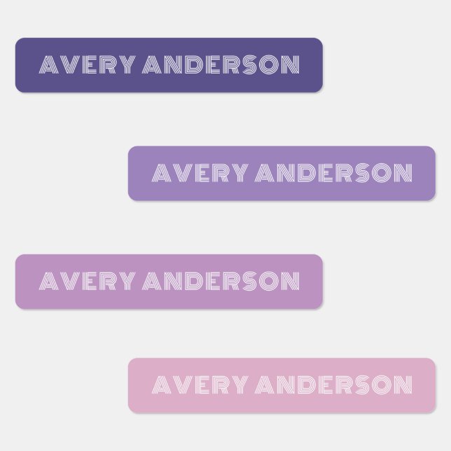 Purple Skinny Waterproof Adhesive Kid's Labels (Group)