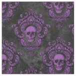 Purple Skull and Gothic Dark Grey Fabric