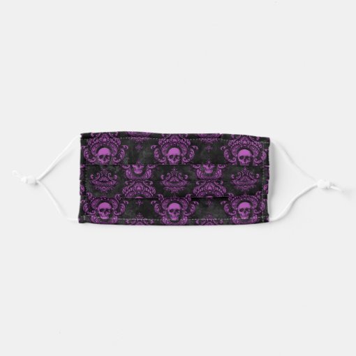 Purple Skull and Gothic Grey Adult Cloth Face Mask | Zazzle