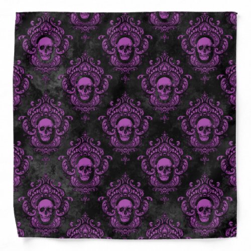 Purple Skull and Gothic Grey Bandana
