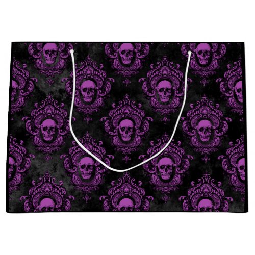 Purple Skull and Gothic Grey Large Gift Bag