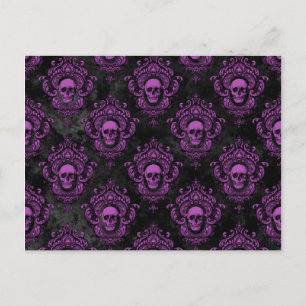 Purple Skull and Gothic Grey Postcard