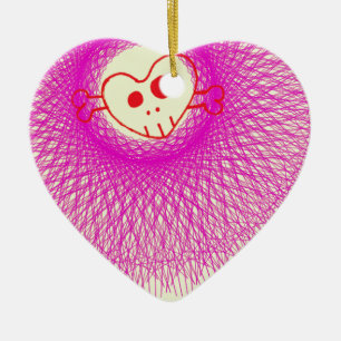 purple skull & bones ceramic ornament
