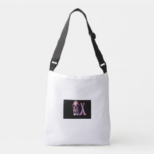 Purple Skull & Bones on Black Background Crossbody Bag