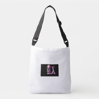 Purple Skull & Bones on Black Background Crossbody Bag