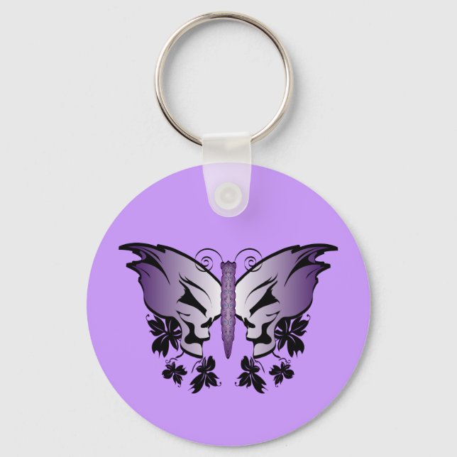 Purple Skull Butterfly Keychain (Front)