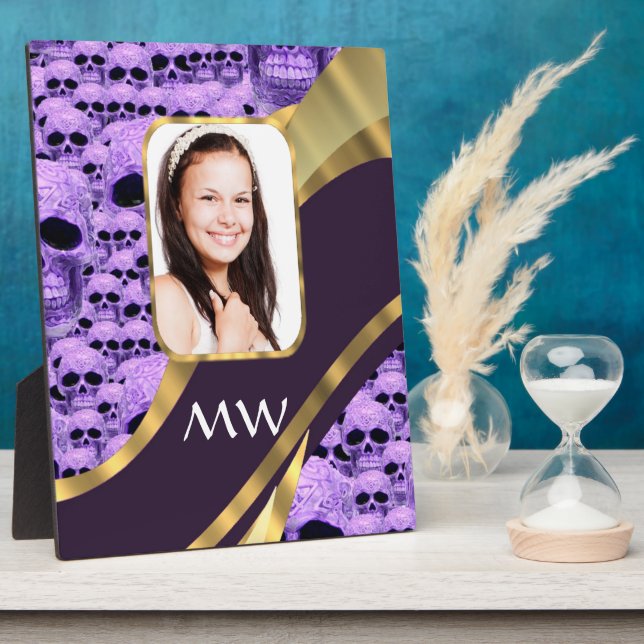 Purple skull collage plaque (Side)