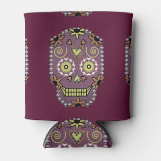 Purple Skull Day of the Dead Can Cooler