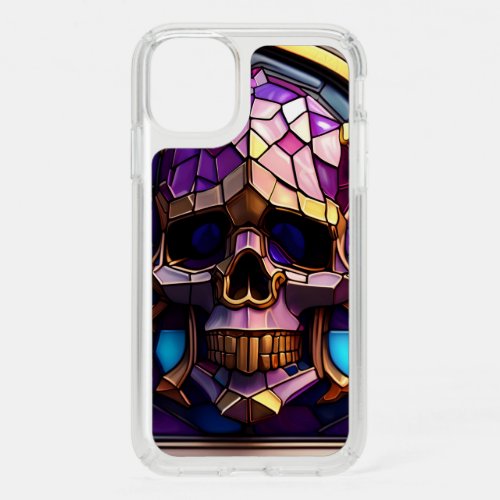 Purple Skull Faux Stained_Glass Skull Art  Speck iPhone 11 Case