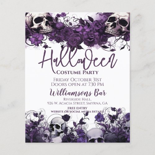 Purple Skull Halloween Party Flyer Template