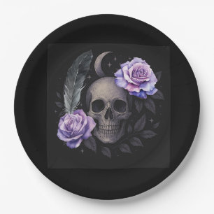 PURPLE SKULL PAPER PLATES