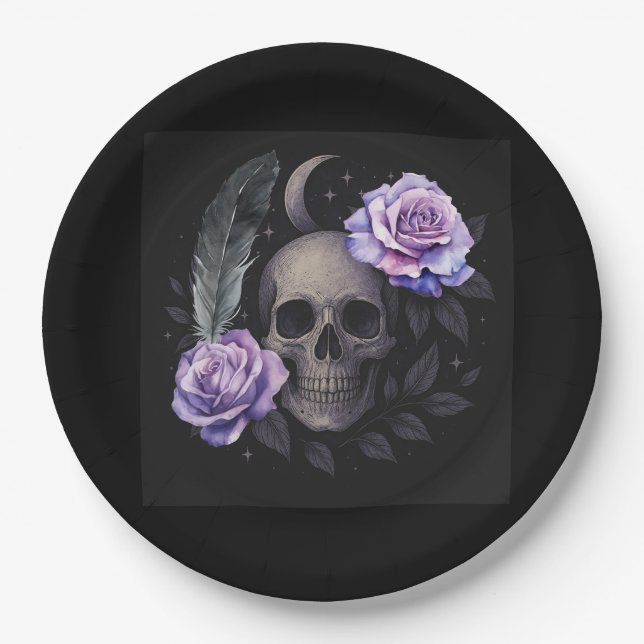 PURPLE SKULL  PAPER PLATES (Front)