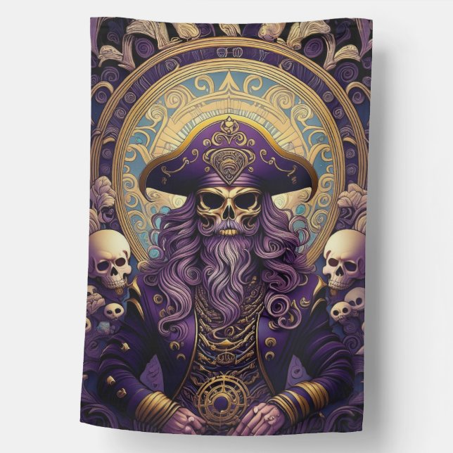Purple Skull Pirate House Flag (Front)