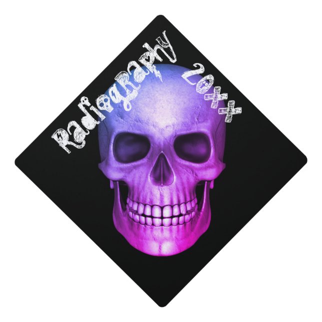 Purple Skull Radiography Graduation Cap Topper (Front)