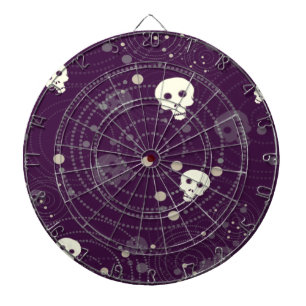 Purple skull silhouette pattern dart board