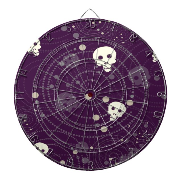 Purple skull silhouette pattern dart board (Front)
