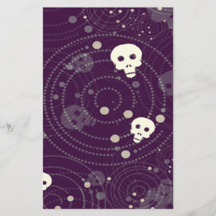 Purple skull silhouette pattern stationery
