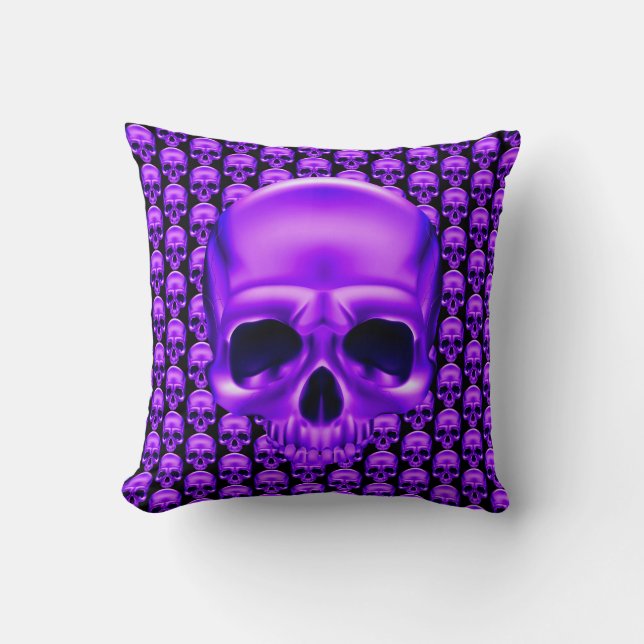 Purple Skull Throw Pillow (Front)