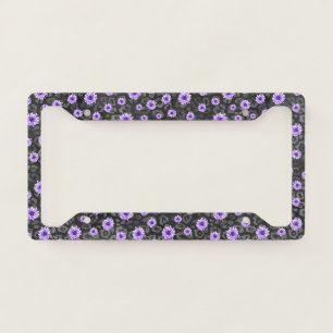 Purple Skulls and Sunflower Series Design 11 License Plate Frame