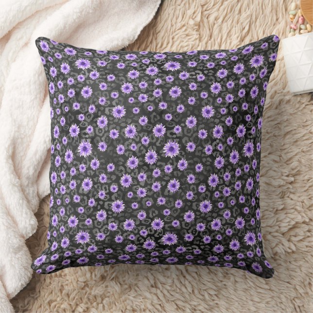 Purple Skulls and Sunflower Series Design 11 Throw Pillow (Blanket)