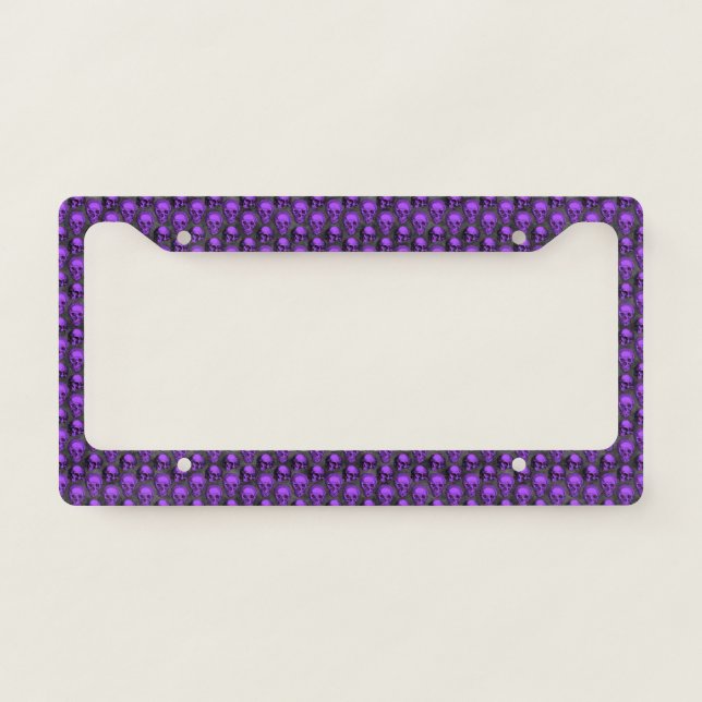 Purple Skulls and Sunflower Series Design 1  License Plate Frame (Front)