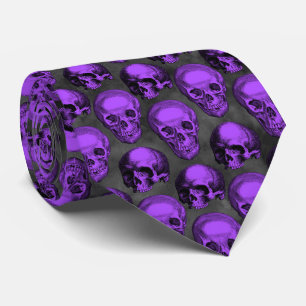 Purple Skulls and Sunflower Series Design 1  Neck Tie