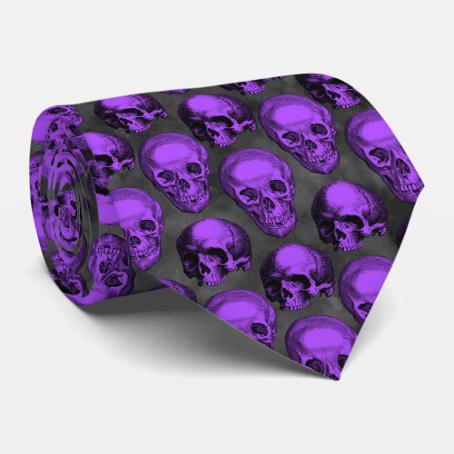 Purple Skulls and Sunflower Series Design 1  Neck Tie