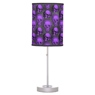 Purple Skulls and Sunflower Series Design 1   Table Lamp