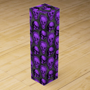 Purple Skulls and Sunflower Series Design 1 Wine Box