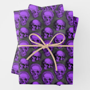 Purple Skulls and Sunflower Series Design 1 Wrapping Paper Sheets