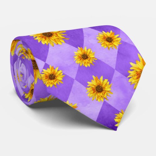 Purple Skulls and Sunflower Series Design 2 Neck Tie