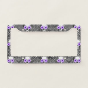 Purple Skulls and Sunflower Series Design 3  License Plate Frame