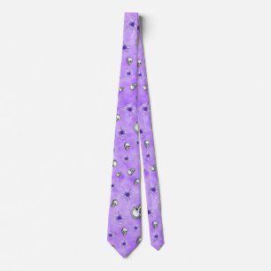 Purple Skulls and Sunflower Series Design 4 Neck Tie