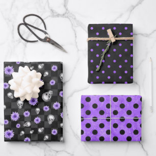 Purple Skulls and Sunflower Series Design 9 Wrapping Paper Sheets